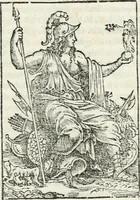 An illustration from Vrbis Romae topographia : nvper ab ipso avctore nonnvllis erroribvs svblatis emandata, addita etiam interpretatione nominum quæ unica litera uel syllaba in antiquis titulis scripta inueniuntur : cvi etiam ab eodem adiectae svnt qvam breuissimæ obseruationes de prænomine, nomine, & cognomine de quibus etsi multi multa scripsere nemo tamen hactenus rei ueritatem attigisse videtur (1544)