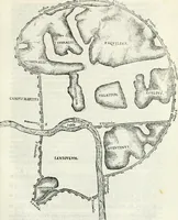 An illustration from Vrbis Romae topographia : nvper ab ipso avctore nonnvllis erroribvs svblatis emandata, addita etiam interpretatione nominum quæ unica litera uel syllaba in antiquis titulis scripta inueniuntur : cvi etiam ab eodem adiectae svnt qvam breuissimæ obseruationes de prænomine, nomine, & cognomine de quibus etsi multi multa scripsere nemo tamen hactenus rei ueritatem attigisse videtur (1544)