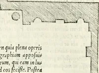 An illustration from Vrbis Romae topographia : nvper ab ipso avctore nonnvllis erroribvs svblatis emandata, addita etiam interpretatione nominum quæ unica litera uel syllaba in antiquis titulis scripta inueniuntur : cvi etiam ab eodem adiectae svnt qvam breuissimæ obseruationes de prænomine, nomine, & cognomine de quibus etsi multi multa scripsere nemo tamen hactenus rei ueritatem attigisse videtur (1544)