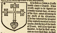 An illustration from VVorkes of armorie : deuided into three bookes, entituled, the concordes of armorie, the armorie of honor, and of cotes and creastes, (1597)