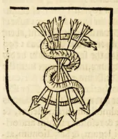 An illustration from VVorkes of armorie : deuided into three bookes, entituled, the concordes of armorie, the armorie of honor, and of cotes and creastes, (1597)