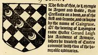 An illustration from VVorkes of armorie : deuided into three bookes, entituled, the concordes of armorie, the armorie of honor, and of cotes and creastes, (1597)