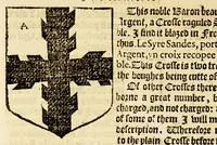 An illustration from VVorkes of armorie : deuided into three bookes, entituled, the concordes of armorie, the armorie of honor, and of cotes and creastes, (1597)