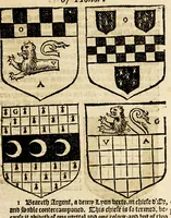 An illustration from VVorkes of armorie : deuided into three bookes, entituled, the concordes of armorie, the armorie of honor, and of cotes and creastes, (1597)