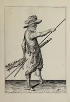 An illustration from Waffenhandlung von der Rören, Musquetten, undt Spiessen : gestalt nach der Ordnung des hochgebornen Fursten vnd Herrn, Herrn Moritzen Printzen zu Oranien ... (1608)
