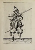 An illustration from Waffenhandlung von der Rören, Musquetten, undt Spiessen : gestalt nach der Ordnung des hochgebornen Fursten vnd Herrn, Herrn Moritzen Printzen zu Oranien ... (1608)