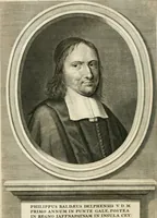 Picture 3 of 109 from Wahrhaftige ausführliche beschreibung der berühmten ostindischen kusten Malabar und Coromandel, als auch der insel Zeylon: samt dero angräntzenden und untergehörigen reichen, fürstentühmen, ländern, städten ... so wol auch der merkwürdigsten kriegshändel, belägerungen, feld- und seeschlachten, sonderlich zwischen den Portugesen und Holländern, handel-und kaufmannschaften: durchgehends verzieret mit neuen landkahrten und abbildungen der vornehmsten städte, festungen, trachten, thiere, früchte, &c. so in India selbst nach dem leben gezeichnet, und folgends mit fleiss zu kupfer gebracht: benebst einer umständlichen und gründlichen entdeckung der abgötterey der ost-indischen heyden, Malabaren, Benjanen, Gentiven, Bramines &c. .. (1672), leaf 11