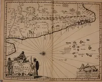 Picture 4 of 109 from Wahrhaftige ausführliche beschreibung der berühmten ostindischen kusten Malabar und Coromandel, als auch der insel Zeylon: samt dero angräntzenden und untergehörigen reichen, fürstentühmen, ländern, städten ... so wol auch der merkwürdigsten kriegshändel, belägerungen, feld- und seeschlachten, sonderlich zwischen den Portugesen und Holländern, handel-und kaufmannschaften: durchgehends verzieret mit neuen landkahrten und abbildungen der vornehmsten städte, festungen, trachten, thiere, früchte, &c. so in India selbst nach dem leben gezeichnet, und folgends mit fleiss zu kupfer gebracht: benebst einer umständlichen und gründlichen entdeckung der abgötterey der ost-indischen heyden, Malabaren, Benjanen, Gentiven, Bramines &c. .. (1672), leaf 13