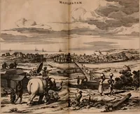 Picture 27 of 109 from Wahrhaftige ausführliche beschreibung der berühmten ostindischen kusten Malabar und Coromandel, als auch der insel Zeylon: samt dero angräntzenden und untergehörigen reichen, fürstentühmen, ländern, städten ... so wol auch der merkwürdigsten kriegshändel, belägerungen, feld- und seeschlachten, sonderlich zwischen den Portugesen und Holländern, handel-und kaufmannschaften: durchgehends verzieret mit neuen landkahrten und abbildungen der vornehmsten städte, festungen, trachten, thiere, früchte, &c. so in India selbst nach dem leben gezeichnet, und folgends mit fleiss zu kupfer gebracht: benebst einer umständlichen und gründlichen entdeckung der abgötterey der ost-indischen heyden, Malabaren, Benjanen, Gentiven, Bramines &c. .. (1672), leaf 193