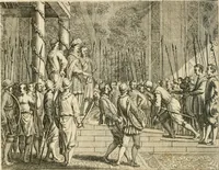 Picture 35 of 109 from Wahrhaftige ausführliche beschreibung der berühmten ostindischen kusten Malabar und Coromandel, als auch der insel Zeylon: samt dero angräntzenden und untergehörigen reichen, fürstentühmen, ländern, städten ... so wol auch der merkwürdigsten kriegshändel, belägerungen, feld- und seeschlachten, sonderlich zwischen den Portugesen und Holländern, handel-und kaufmannschaften: durchgehends verzieret mit neuen landkahrten und abbildungen der vornehmsten städte, festungen, trachten, thiere, früchte, &c. so in India selbst nach dem leben gezeichnet, und folgends mit fleiss zu kupfer gebracht: benebst einer umständlichen und gründlichen entdeckung der abgötterey der ost-indischen heyden, Malabaren, Benjanen, Gentiven, Bramines &c. .. (1672), leaf 257