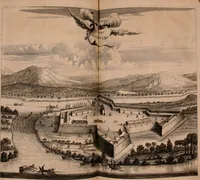 Picture 40 of 109 from Wahrhaftige ausführliche beschreibung der berühmten ostindischen kusten Malabar und Coromandel, als auch der insel Zeylon: samt dero angräntzenden und untergehörigen reichen, fürstentühmen, ländern, städten ... so wol auch der merkwürdigsten kriegshändel, belägerungen, feld- und seeschlachten, sonderlich zwischen den Portugesen und Holländern, handel-und kaufmannschaften: durchgehends verzieret mit neuen landkahrten und abbildungen der vornehmsten städte, festungen, trachten, thiere, früchte, &c. so in India selbst nach dem leben gezeichnet, und folgends mit fleiss zu kupfer gebracht: benebst einer umständlichen und gründlichen entdeckung der abgötterey der ost-indischen heyden, Malabaren, Benjanen, Gentiven, Bramines &c. .. (1672), leaf 305