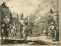 Picture 41 of 109 from Wahrhaftige ausführliche beschreibung der berühmten ostindischen kusten Malabar und Coromandel, als auch der insel Zeylon: samt dero angräntzenden und untergehörigen reichen, fürstentühmen, ländern, städten ... so wol auch der merkwürdigsten kriegshändel, belägerungen, feld- und seeschlachten, sonderlich zwischen den Portugesen und Holländern, handel-und kaufmannschaften: durchgehends verzieret mit neuen landkahrten und abbildungen der vornehmsten städte, festungen, trachten, thiere, früchte, &c. so in India selbst nach dem leben gezeichnet, und folgends mit fleiss zu kupfer gebracht: benebst einer umständlichen und gründlichen entdeckung der abgötterey der ost-indischen heyden, Malabaren, Benjanen, Gentiven, Bramines &c. .. (1672), leaf 309