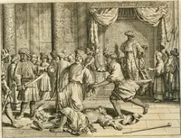 An illustration from Wahrhaftige ausführliche beschreibung der berühmten ostindischen kusten Malabar und Coromandel, als auch der insel Zeylon: samt dero angräntzenden und untergehörigen reichen, fürstentühmen, ländern, städten ... so wol auch der merkwürdigsten kriegshändel, belägerungen, feld- und seeschlachten, sonderlich zwischen den Portugesen und Holländern, handel-und kaufmannschaften: durchgehends verzieret mit neuen landkahrten und abbildungen der vornehmsten städte, festungen, trachten, thiere, früchte, &c. so in India selbst nach dem leben gezeichnet, und folgends mit fleiss zu kupfer gebracht: benebst einer umständlichen und gründlichen entdeckung der abgötterey der ost-indischen heyden, Malabaren, Benjanen, Gentiven, Bramines &c. .. (1672)