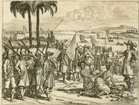 Picture 54 of 109 from Wahrhaftige ausführliche beschreibung der berühmten ostindischen kusten Malabar und Coromandel, als auch der insel Zeylon: samt dero angräntzenden und untergehörigen reichen, fürstentühmen, ländern, städten ... so wol auch der merkwürdigsten kriegshändel, belägerungen, feld- und seeschlachten, sonderlich zwischen den Portugesen und Holländern, handel-und kaufmannschaften: durchgehends verzieret mit neuen landkahrten und abbildungen der vornehmsten städte, festungen, trachten, thiere, früchte, &c. so in India selbst nach dem leben gezeichnet, und folgends mit fleiss zu kupfer gebracht: benebst einer umständlichen und gründlichen entdeckung der abgötterey der ost-indischen heyden, Malabaren, Benjanen, Gentiven, Bramines &c. .. (1672), leaf 443