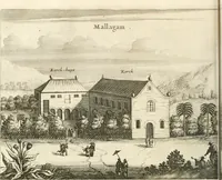 Picture 59 of 109 from Wahrhaftige ausführliche beschreibung der berühmten ostindischen kusten Malabar und Coromandel, als auch der insel Zeylon: samt dero angräntzenden und untergehörigen reichen, fürstentühmen, ländern, städten ... so wol auch der merkwürdigsten kriegshändel, belägerungen, feld- und seeschlachten, sonderlich zwischen den Portugesen und Holländern, handel-und kaufmannschaften: durchgehends verzieret mit neuen landkahrten und abbildungen der vornehmsten städte, festungen, trachten, thiere, früchte, &c. so in India selbst nach dem leben gezeichnet, und folgends mit fleiss zu kupfer gebracht: benebst einer umständlichen und gründlichen entdeckung der abgötterey der ost-indischen heyden, Malabaren, Benjanen, Gentiven, Bramines &c. .. (1672), leaf 455