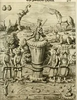Picture 99 of 109 from Wahrhaftige ausführliche beschreibung der berühmten ostindischen kusten Malabar und Coromandel, als auch der insel Zeylon: samt dero angräntzenden und untergehörigen reichen, fürstentühmen, ländern, städten ... so wol auch der merkwürdigsten kriegshändel, belägerungen, feld- und seeschlachten, sonderlich zwischen den Portugesen und Holländern, handel-und kaufmannschaften: durchgehends verzieret mit neuen landkahrten und abbildungen der vornehmsten städte, festungen, trachten, thiere, früchte, &c. so in India selbst nach dem leben gezeichnet, und folgends mit fleiss zu kupfer gebracht: benebst einer umständlichen und gründlichen entdeckung der abgötterey der ost-indischen heyden, Malabaren, Benjanen, Gentiven, Bramines &c. .. (1672), leaf 566