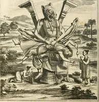 Picture 101 of 109 from Wahrhaftige ausführliche beschreibung der berühmten ostindischen kusten Malabar und Coromandel, als auch der insel Zeylon: samt dero angräntzenden und untergehörigen reichen, fürstentühmen, ländern, städten ... so wol auch der merkwürdigsten kriegshändel, belägerungen, feld- und seeschlachten, sonderlich zwischen den Portugesen und Holländern, handel-und kaufmannschaften: durchgehends verzieret mit neuen landkahrten und abbildungen der vornehmsten städte, festungen, trachten, thiere, früchte, &c. so in India selbst nach dem leben gezeichnet, und folgends mit fleiss zu kupfer gebracht: benebst einer umständlichen und gründlichen entdeckung der abgötterey der ost-indischen heyden, Malabaren, Benjanen, Gentiven, Bramines &c. .. (1672), leaf 573