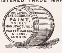 An illustration from Walter Carson & Sons, manufacturers of the original anti-corrosion paint, non-poisonous liquid paint, colours, varnishes, Japans, &c., &c. : for home trade and export (1902)