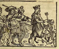 Picture 8 of 25 from Warhafftig Historia vnnd Beschreibung einer Landtschafft der wilden, nacketen, grimmigen Menschfresser Leuthen, in der Newen Welt America gelegen, vor vnd nach Christi Geburt im Land zu Hessen vnbekant, biss auff dise ij. nechst vergangene Jar, da sie Hans Staden von Homberg auss Hessen durch seine eygne Erfarung erkant, vnd jetzund durch den Truck an Tag gibt. : mit einer Vorrede D. Joh. Dryandri ... : Inhalt des Büchlins volget nach den Vorreden (1557), leaf 67