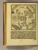 An illustration from Warhaftige Historia vnd Beschreibung eyner Landtschafft der wilden, nacketen, grimmigen Menschfresser Leuthen, in der Newenwelt America gelegen, vor vnd nach Christi Geburt im Land zu Hessen vnbekant, biss vff dise ij. nechst vergangene Jar, da sie Hans Staden von Homberg auss Hessen durch seine eygne Erfarung erkant, vnd yetzo durch den Truck an Tag gibt. : mit eyner Vorrede D. Joh. Dryandri ... Inhalt des Büchlins volget nach den Vorreden (1557)