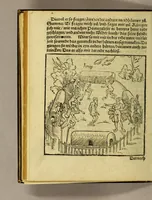 An illustration from Warhaftige Historia vnd Beschreibung eyner Landtschafft der wilden, nacketen, grimmigen Menschfresser Leuthen, in der Newenwelt America gelegen, vor vnd nach Christi Geburt im Land zu Hessen vnbekant, biss vff dise ij. nechst vergangene Jar, da sie Hans Staden von Homberg auss Hessen durch seine eygne Erfarung erkant, vnd yetzo durch den Truck an Tag gibt. : mit eyner Vorrede D. Joh. Dryandri ... Inhalt des Büchlins volget nach den Vorreden (1557)