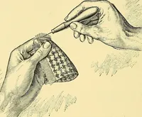 An illustration from Weave construction and cloth analysis : glossary of weaves, elementary textile designing, analysis of cotton fabrics, analysis of woolen and worsted fabrics, twill weaves and derivatives, satin and other weaves, combination weaves, construction of spot weaves, weaves for backed cotton fabrics (1905)