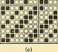 An illustration from Weave construction and cloth analysis : glossary of weaves, elementary textile designing, analysis of cotton fabrics, analysis of woolen and worsted fabrics, twill weaves and derivatives, satin and other weaves, combination weaves, construction of spot weaves, weaves for backed cotton fabrics (1905)
