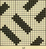 An illustration from Weave construction and cloth analysis : glossary of weaves, elementary textile designing, analysis of cotton fabrics, analysis of woolen and worsted fabrics, twill weaves and derivatives, satin and other weaves, combination weaves, construction of spot weaves, weaves for backed cotton fabrics (1905)