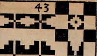 Picture 81 of 140 from Nützliches in lauter auserlesenen, wohl-approbirt- und meistentheils neu-inventirten Mustern bestehendes, Weber-Bild-Buch : als, zwey und siebenzig gesteinten Zeichnungen, von 15. bis auf 40. schäfftig und 32. Stück 16. und 20. schäfftigen Hin- und Wieder-Mödel, auch allerhand der nettesten Gattung von roth-gestreifften Arbeiten, sammt denen dazu gehörigen Zügen und Schnürungen : ingleichen allerhand nöthigen Bildern, auch Doppel-Kellisch, und einer Art von den Damast-Boden, 8. Flügel auf einen Bruch : dann eine Anweisung, wie sich diese Art Züg und Bilder zu halben Brüchen theilen, zerlegen, auch Doppel-Kellisch-Bilder so, wie man sie zum Gebrauch nöthig, selbst versetzen und verändern kan : wobey auch einer jeden Gattung insonderheit eine schrifftliche Anleitung voran gedruckt worden (1783), leaf 110
