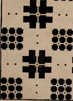 An illustration from Nützliches in lauter auserlesenen, wohl-approbirt- und meistentheils neu-inventirten Mustern bestehendes, Weber-Bild-Buch : als, zwey und siebenzig gesteinten Zeichnungen, von 15. bis auf 40. schäfftig und 32. Stück 16. und 20. schäfftigen Hin- und Wieder-Mödel, auch allerhand der nettesten Gattung von roth-gestreifften Arbeiten, sammt denen dazu gehörigen Zügen und Schnürungen : ingleichen allerhand nöthigen Bildern, auch Doppel-Kellisch, und einer Art von den Damast-Boden, 8. Flügel auf einen Bruch : dann eine Anweisung, wie sich diese Art Züg und Bilder zu halben Brüchen theilen, zerlegen, auch Doppel-Kellisch-Bilder so, wie man sie zum Gebrauch nöthig, selbst versetzen und verändern kan : wobey auch einer jeden Gattung insonderheit eine schrifftliche Anleitung voran gedruckt worden (1783)
