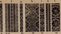 Picture 136 of 140 from Nützliches in lauter auserlesenen, wohl-approbirt- und meistentheils neu-inventirten Mustern bestehendes, Weber-Bild-Buch : als, zwey und siebenzig gesteinten Zeichnungen, von 15. bis auf 40. schäfftig und 32. Stück 16. und 20. schäfftigen Hin- und Wieder-Mödel, auch allerhand der nettesten Gattung von roth-gestreifften Arbeiten, sammt denen dazu gehörigen Zügen und Schnürungen : ingleichen allerhand nöthigen Bildern, auch Doppel-Kellisch, und einer Art von den Damast-Boden, 8. Flügel auf einen Bruch : dann eine Anweisung, wie sich diese Art Züg und Bilder zu halben Brüchen theilen, zerlegen, auch Doppel-Kellisch-Bilder so, wie man sie zum Gebrauch nöthig, selbst versetzen und verändern kan : wobey auch einer jeden Gattung insonderheit eine schrifftliche Anleitung voran gedruckt worden (1783), leaf 204
