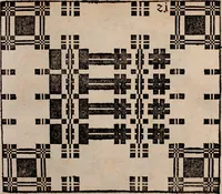 Picture 53 of 140 from Nützliches in lauter auserlesenen, wohl-approbirt- und meistentheils neu-inventirten Mustern bestehendes, Weber-Bild-Buch : als, zwey und siebenzig gesteinten Zeichnungen, von 15. bis auf 40. schäfftig und 32. Stück 16. und 20. schäfftigen Hin- und Wieder-Mödel, auch allerhand der nettesten Gattung von roth-gestreifften Arbeiten, sammt denen dazu gehörigen Zügen und Schnürungen : ingleichen allerhand nöthigen Bildern, auch Doppel-Kellisch, und einer Art von den Damast-Boden, 8. Flügel auf einen Bruch : dann eine Anweisung, wie sich diese Art Züg und Bilder zu halben Brüchen theilen, zerlegen, auch Doppel-Kellisch-Bilder so, wie man sie zum Gebrauch nöthig, selbst versetzen und verändern kan : wobey auch einer jeden Gattung insonderheit eine schrifftliche Anleitung voran gedruckt worden (1783), leaf 62
