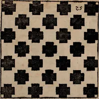 Picture 57 of 140 from Nützliches in lauter auserlesenen, wohl-approbirt- und meistentheils neu-inventirten Mustern bestehendes, Weber-Bild-Buch : als, zwey und siebenzig gesteinten Zeichnungen, von 15. bis auf 40. schäfftig und 32. Stück 16. und 20. schäfftigen Hin- und Wieder-Mödel, auch allerhand der nettesten Gattung von roth-gestreifften Arbeiten, sammt denen dazu gehörigen Zügen und Schnürungen : ingleichen allerhand nöthigen Bildern, auch Doppel-Kellisch, und einer Art von den Damast-Boden, 8. Flügel auf einen Bruch : dann eine Anweisung, wie sich diese Art Züg und Bilder zu halben Brüchen theilen, zerlegen, auch Doppel-Kellisch-Bilder so, wie man sie zum Gebrauch nöthig, selbst versetzen und verändern kan : wobey auch einer jeden Gattung insonderheit eine schrifftliche Anleitung voran gedruckt worden (1783), leaf 70