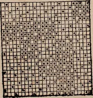 Picture 67 of 140 from Nützliches in lauter auserlesenen, wohl-approbirt- und meistentheils neu-inventirten Mustern bestehendes, Weber-Bild-Buch : als, zwey und siebenzig gesteinten Zeichnungen, von 15. bis auf 40. schäfftig und 32. Stück 16. und 20. schäfftigen Hin- und Wieder-Mödel, auch allerhand der nettesten Gattung von roth-gestreifften Arbeiten, sammt denen dazu gehörigen Zügen und Schnürungen : ingleichen allerhand nöthigen Bildern, auch Doppel-Kellisch, und einer Art von den Damast-Boden, 8. Flügel auf einen Bruch : dann eine Anweisung, wie sich diese Art Züg und Bilder zu halben Brüchen theilen, zerlegen, auch Doppel-Kellisch-Bilder so, wie man sie zum Gebrauch nöthig, selbst versetzen und verändern kan : wobey auch einer jeden Gattung insonderheit eine schrifftliche Anleitung voran gedruckt worden (1783), leaf 84