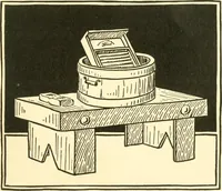 An illustration from When mother lets us make paper box furniture; a book which shows children just how to make most attractive toy furniture out of materials which cost practically nothing--toys which give as much pleasure as those from expensive toy shops (1914)