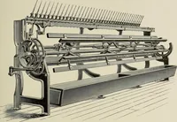 An illustration from The Whitin Machine Works, Whitinsville, Mass. builders of cotton machinery : cards, railway heads, drawing frames, spinning frames, spoolers, wet and dry twisters, reels, long chain quilling machines, looms, etc., etc (1896)