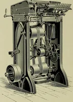 An illustration from The Whitin Machine Works, Whitinsville, Mass. builders of cotton machinery : cards, railway heads, drawing frames, spinning frames, spoolers, wet and dry twisters, reels, long chain quilling machines, looms, etc., etc (1896)