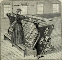 An illustration from The Whitin Machine Works, Whitinsville, Mass. builders of cotton machinery : cards, railway heads, drawing frames, spinning frames, spoolers, wet and dry twisters, reels, long chain quilling machines, looms, etc., etc (1896)