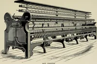 An illustration from The Whitin Machine Works, Whitinsville, Mass. builders of cotton machinery : cards, railway heads, drawing frames, spinning frames, spoolers, wet and dry twisters, reels, long chain quilling machines, looms, etc., etc (1896)