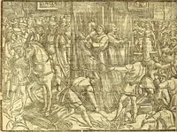 An illustration from The whole workes of W. Tyndall, Iohn Frith, and Doct. Barnes : three worthy martyrs and principall teachers of this Churche of England (1573)