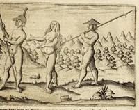 An illustration from Wonderlijcke voyagie, by de Hollanders ghedaen, door de Strate Magalanes, ende voorts den gantschen kloot des aerdtbodems om, met vier schepen : onder den Admirael Olivier van Noort, van Utrecht, uytgevaren anno 1598 (1649)