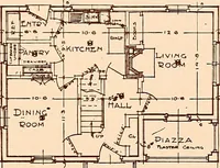 An illustration from Woodbourne : a description of single and semi-detached houses offered at this attractive site by the Boston Dwelling House Company (1913)