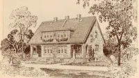 An illustration from Woodbourne : a description of single and semi-detached houses offered at this attractive site by the Boston Dwelling House Company (1913)