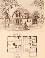 An illustration from Woodbourne : a description of single and semi-detached houses offered at this attractive site by the Boston Dwelling House Company (1913)