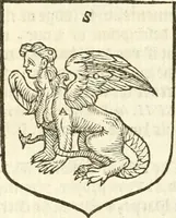 An illustration from Workes of armorie : deuyded into three bookes, entituled, the Concordes of armorie, the Armorie of honor, and of Coates and creastes (1572)