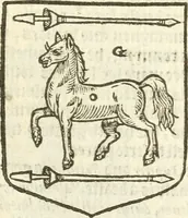 An illustration from Workes of armorie : deuyded into three bookes, entituled, the Concordes of armorie, the Armorie of honor, and of Coates and creastes (1572)