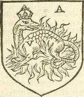 An illustration from Workes of armorie : deuyded into three bookes, entituled, the Concordes of armorie, the Armorie of honor, and of Coates and creastes (1572)