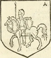 An illustration from Workes of armorie : deuyded into three bookes, entituled, the Concordes of armorie, the Armorie of honor, and of Coates and creastes (1572)