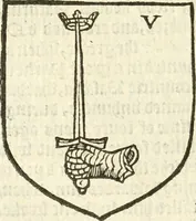 An illustration from Workes of armorie : deuyded into three bookes, entituled, the Concordes of armorie, the Armorie of honor, and of Coates and creastes (1572)