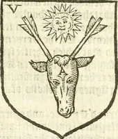An illustration from Workes of armorie : deuyded into three bookes, entituled, the Concordes of armorie, the Armorie of honor, and of Coates and creastes (1572)